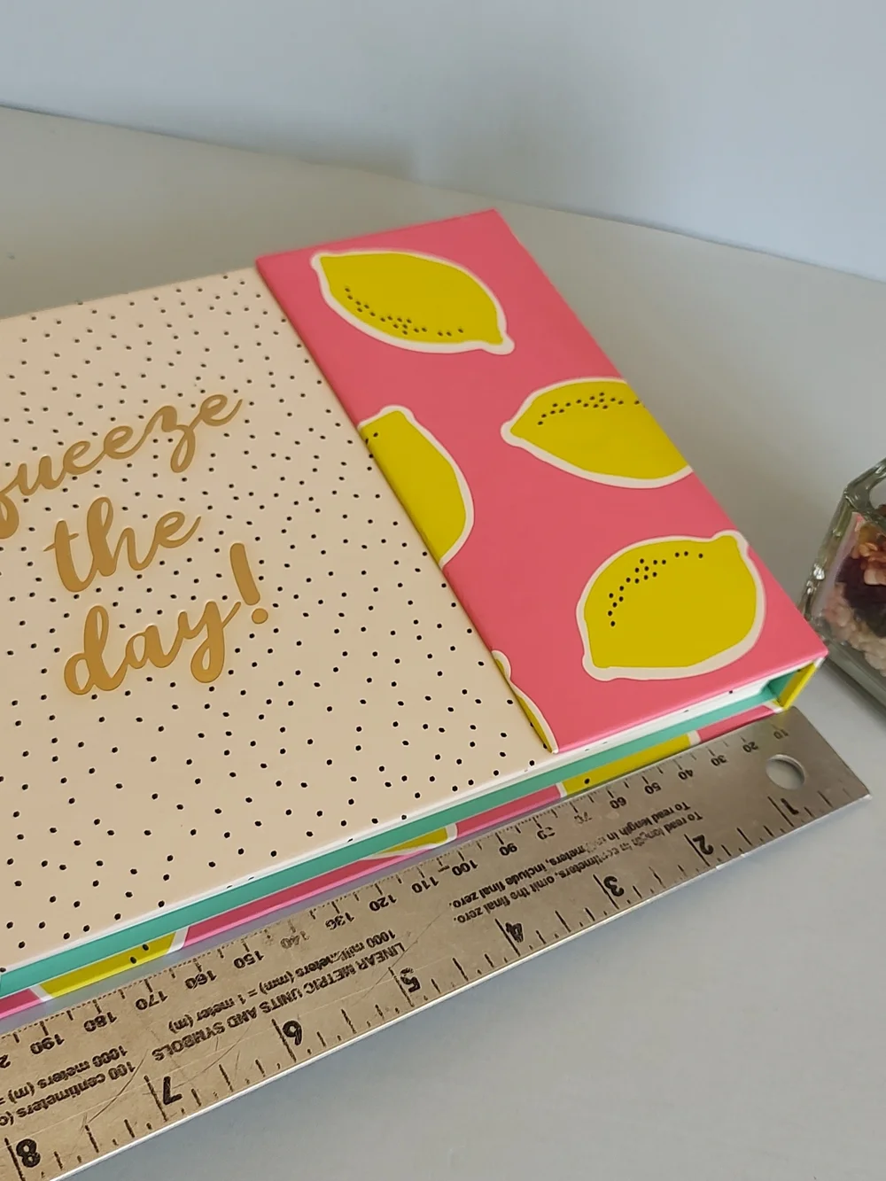 Pink Lemon Print Planner Note Pad  Organizer with Gold Script